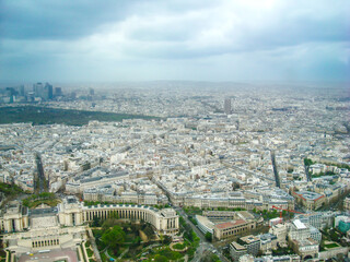 Paris cityscape from high angle view over Trocad&eacute;ro and Palais de Chaillot, France