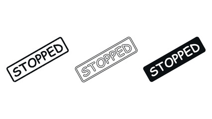 Obraz premium Stopped rubber stamp icons in blue, black and white colors