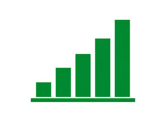 A green bar chart on a white background isolated on transparent background