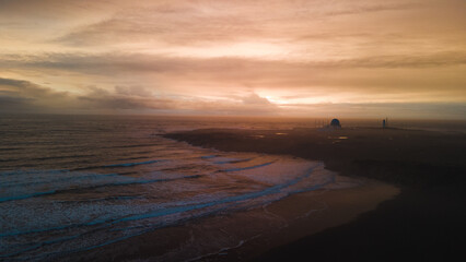 sunset on the beach in iceland stokksnes
