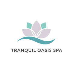 Obraz premium Serene Spa Logo Featuring Lotus and Water Elements