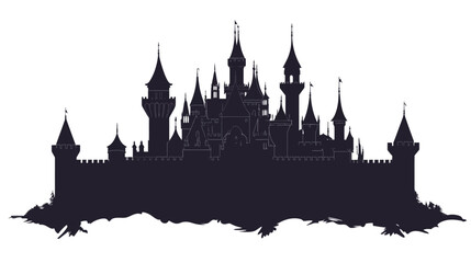 Obraz premium Silhouette of a Majestic Castle at Dusk (1)