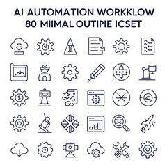 Fototapeta premium A collection of 25 icons for ai automation workflow
