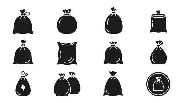 Garbage bag icon silhouette vector illustration isolated