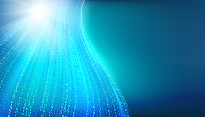 Abstract blue lights background with digital circuits. Vector illustration, contains transparencies, gradients and effects.