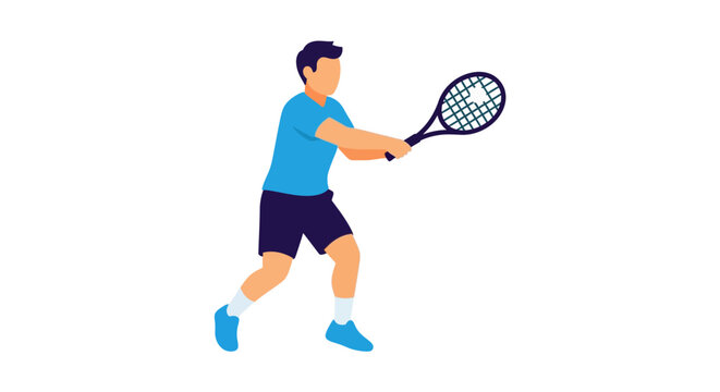 Man Playing Tennis Alone.