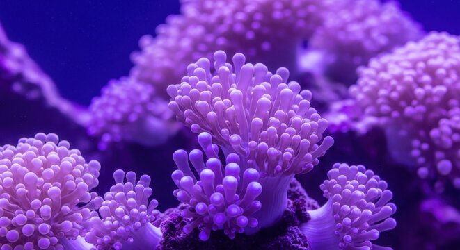 Purple coral underwater living in vibrant blue ocean