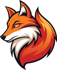 Fototapeta premium Fierce orange fox head logo vector illustration flat design dynamic art