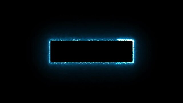 Jagged Cyan Electric Border with Energetic Glow on animated Black Background energy light