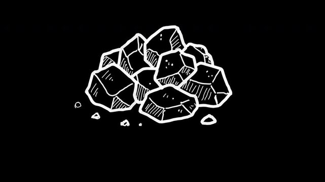 Polysilicon Chunks Pile Sketch Animation, 4K Transparent Animated Video, semiconductor