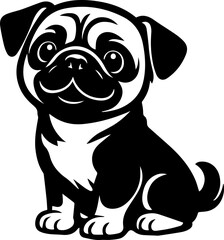 happy pug dog puppy black silhouette