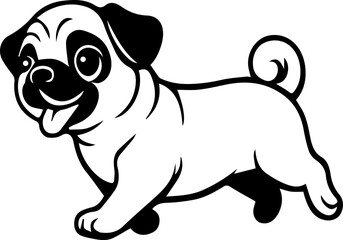 happy pug dog puppy black silhouette