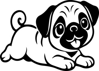 happy pug dog puppy black silhouette
