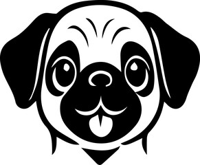 happy pug dog puppy black silhouette