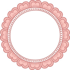 Naklejka premium Elegant Pink Lace Round Frame Vector for Invitations, Scrapbooking, and Decorative Design