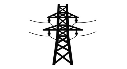 Black power transmission tower against a white background a striking silhouette © IMkM00i76