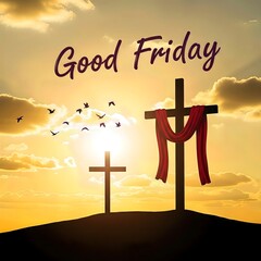 Good Friday Image - Crosses, Sunset, Religious Symbol, Easter, Jesus Christ
