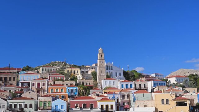 Colorful Buildings in Chalki Town, Greece