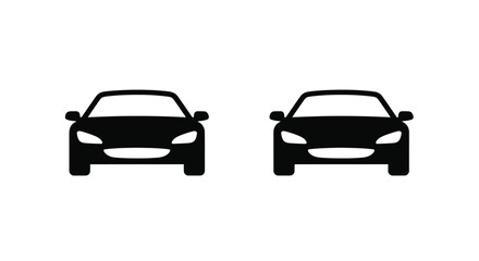 Fototapeta premium Two modern cars facing forward presented as a striking silhouette