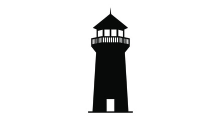 A stark black lighthouse stands against a white background silhouette © IMkM00i76