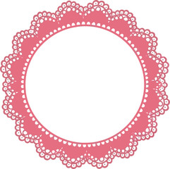 Pink Lace Doily Frame Vector Isolated on White for Invitations, Scrapbooking, and Decorative Design