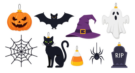 Obraz premium Halloween Spooky Ornaments Collection with Flat Design Elements