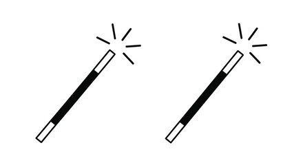 Two magic wands with star effects simple black and white silhouette © IMkM00i76