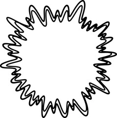 Obraz premium Hand Drawn Black Zigzag Burst Frame Isolated on White for Comic Speech Bubble or Banner Design