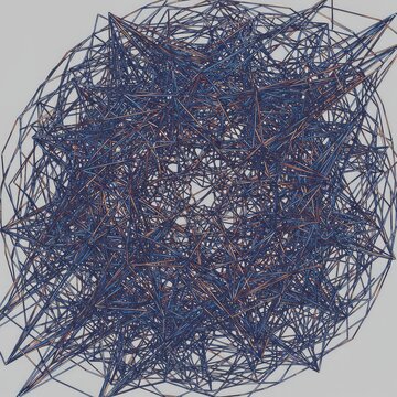 A complex field of overlapping and intersecting lines, creating an image of abstract chaos, complexity, and structural failure visualization ,mess ,visual ,anarchy
