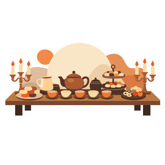 Elegant tea party setup with delicious treats