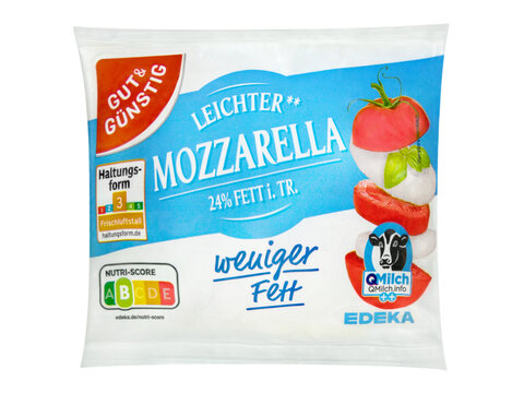 German Mozzarella Gut und Guenstig isolated on white background