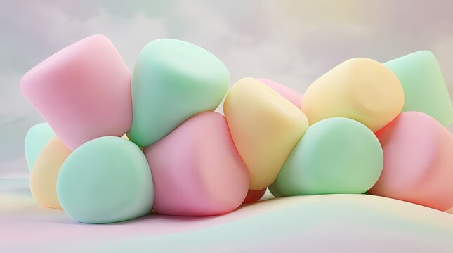 Pastel marshmallow like blobs with smooth squishy surface