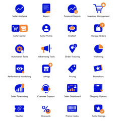 A collection of business icons for various services