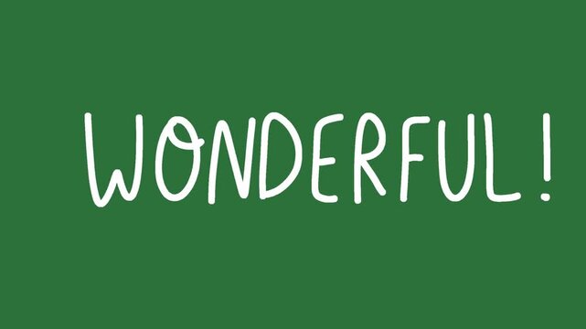 Hand-Drawn Wonderful Text 2D Animation on Green Screen | Positive Lettering Overlay Effect Loop