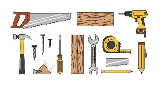 Tools for Carpentry and Home Improvement Tasks a Collection of Equipment