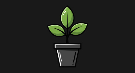 A small potted plant with green leaves growing indoors