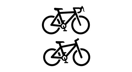 Fototapeta premium Comparison of two different types of bicycles shown in minimalist line art