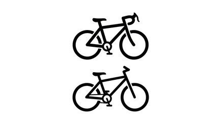 Obraz premium Two different styles of road bicycles shown in a minimalist line drawing format