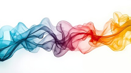 CMYK Background Ink Layered Colorful Layered Translucent Waves in CMYK Ink Composition with Negative Space Design