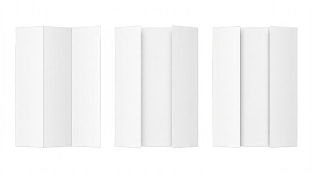 Set of Blank White Folded Brochure Mockup Isolated on White Background