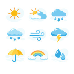 Colorful weather icon set for applications and designs