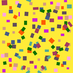 Abstract decorative background with irregular small black squares on a light cream backdrop, minimalist hand-drawn vector illustration, perfect for wrapping paper, stationery, fabric, packaging