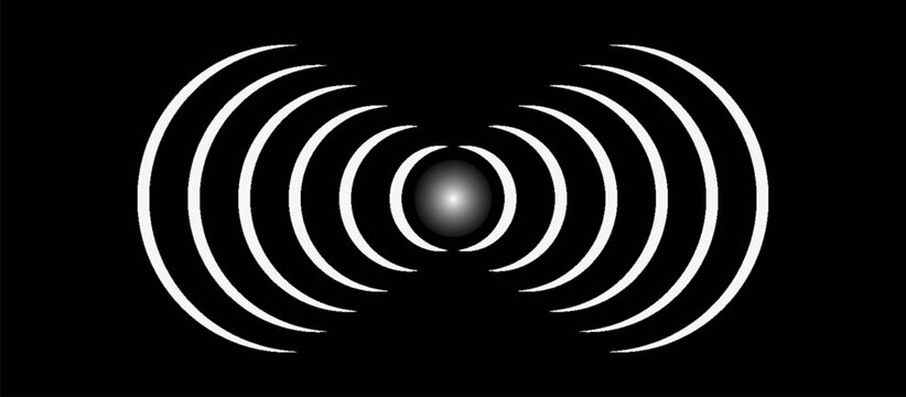 sensor waves set icon on grid transparent, ripple white color, sound wave light effect, radar and sonar digital technology, vector illustration