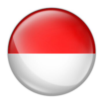 Indonesia Flag Circle 3D Icon. Realistic Glossy National Symbol of Indonesia for South East Asia Concept.