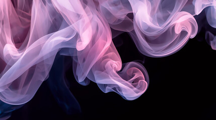 Fototapeta premium Fluid Abstract Smoke with Colorful Gradient on a Black Background