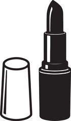 Obraz premium Elegant black lipstick cosmetic product minimalist design opened with cap off in simple studio setting beauty fashion style illustration for makeup advertising promotion presentation template beauty
