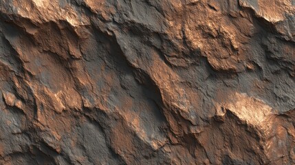 Close up of rough rock surface with textured patterns and natural coloring