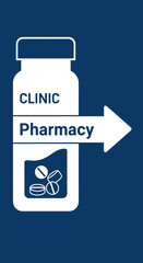 Obraz premium Clinic Pharmacy: Prescription Bottle with Arrow Signifying Healthcare and Medical Solutions