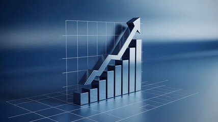 3D Business Growth Arrow Chart Financial Success Concept