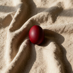 Minimal Red Egg on Linen